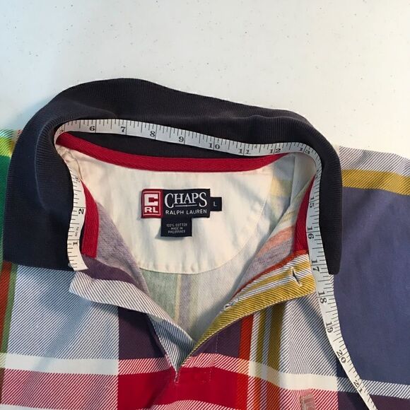 Chaps Ralph Lauren Men’s Multicolor Plaid Polo Shirt - Size L - Picture 4 of 11